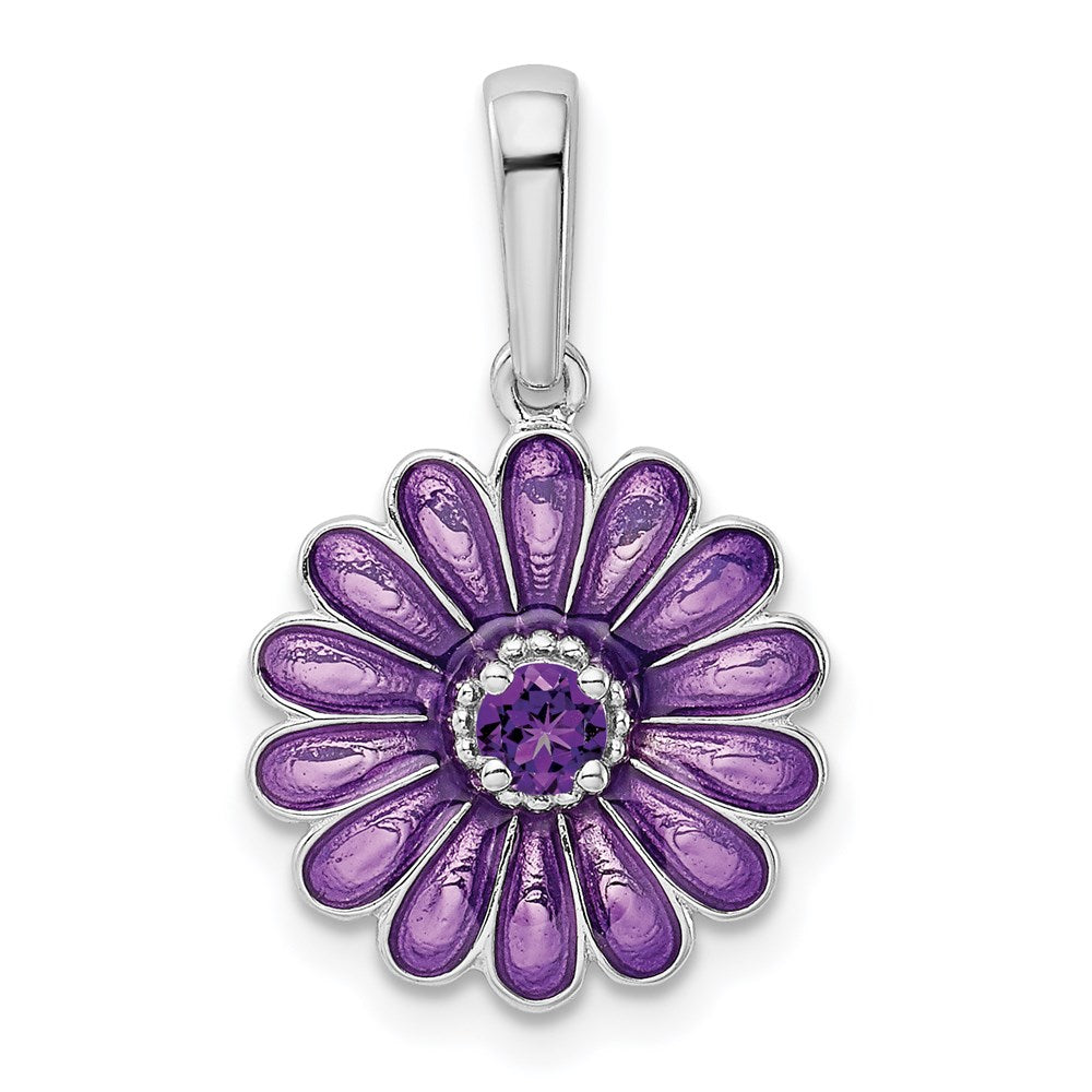 Sterlingsilber Rhodiniert Amethyst und Emaille Anhänger