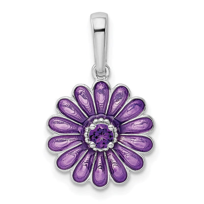 Sterlingsilber Rhodiniert Amethyst und Emaille Anhänger