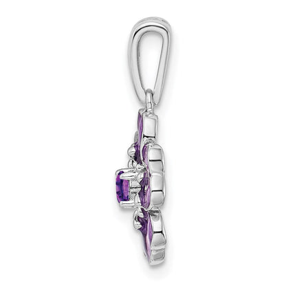Sterlingsilber Rhodiniert Amethyst und Emaille Anhänger