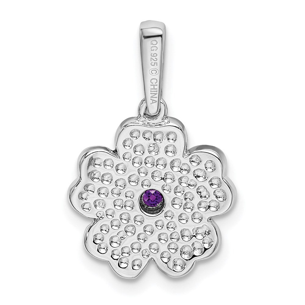 Sterlingsilber Rhodiniert Amethyst und Emaille Anhänger