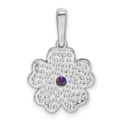 Sterlingsilber Rhodiniert Amethyst und Emaille Anhänger