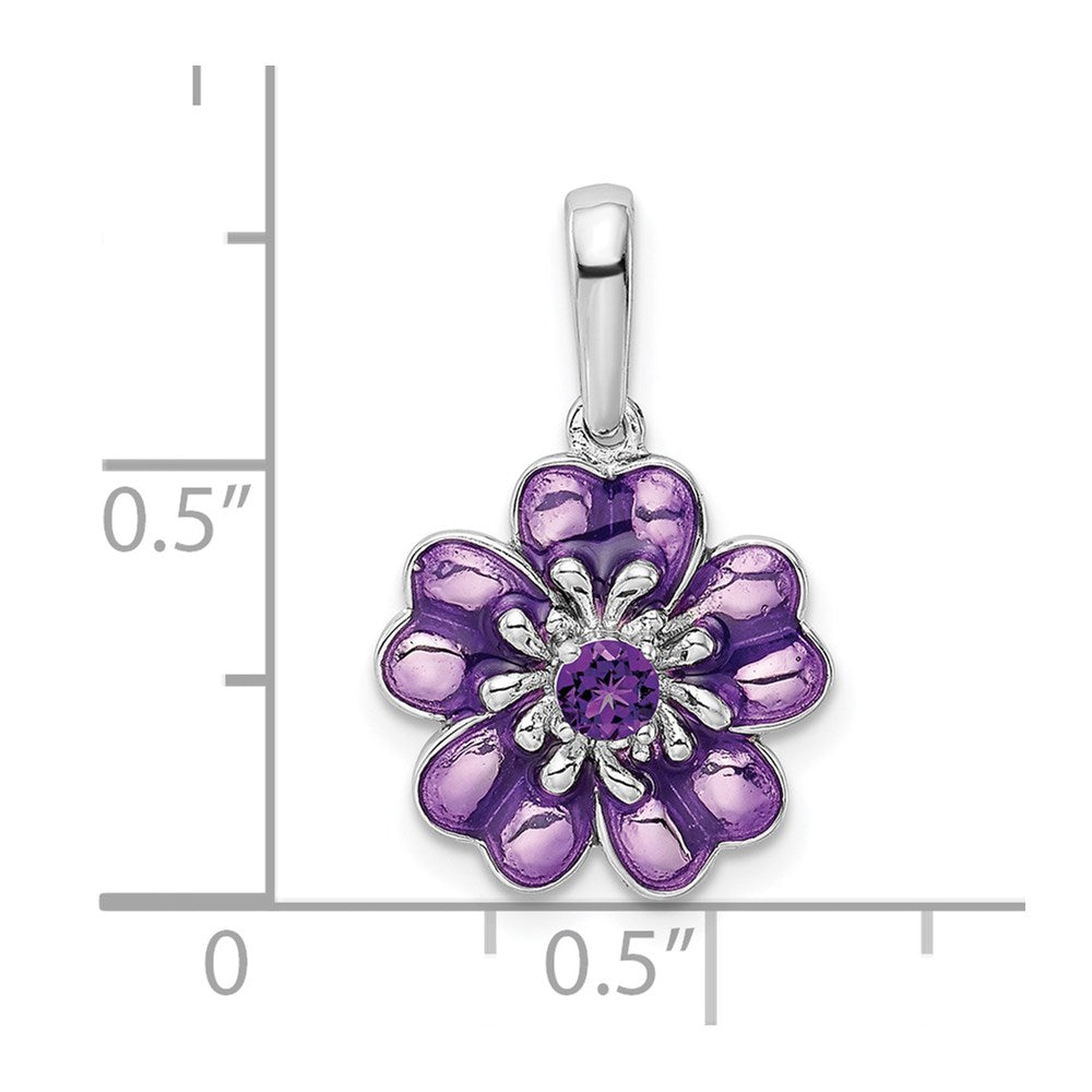 Sterlingsilber Rhodiniert Amethyst und Emaille Anhänger