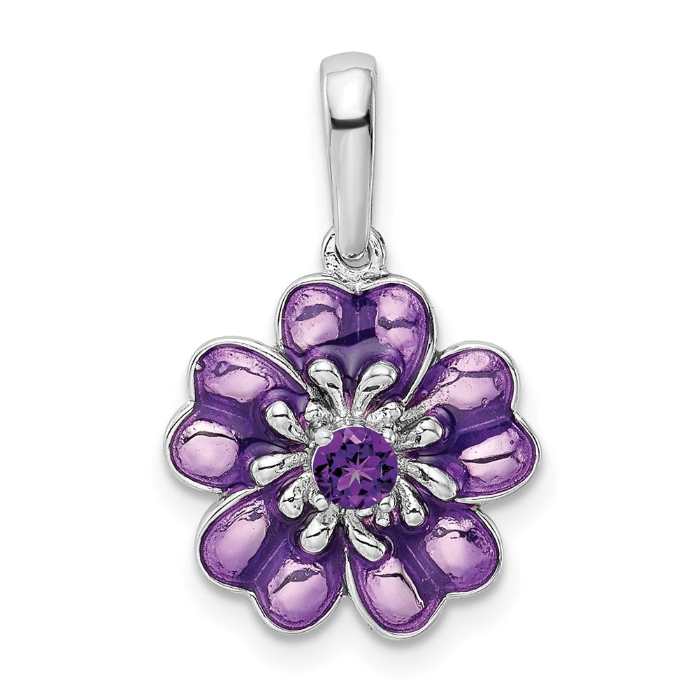 Sterlingsilber Rhodiniert Amethyst und Emaille Anhänger