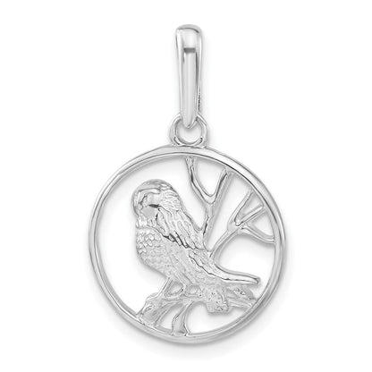 Sterlingsilber Poliert Strukturiert Vogel Kreis Anhänger