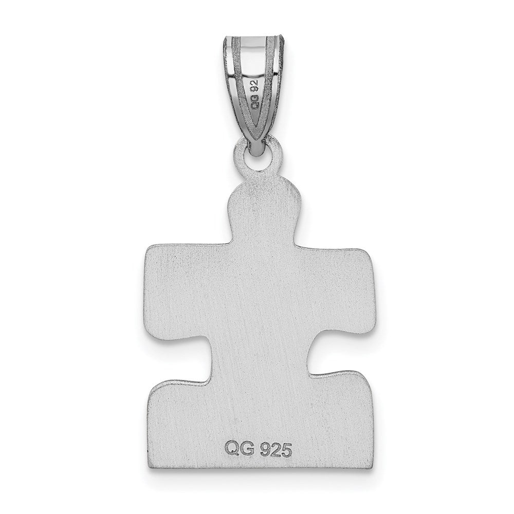 Sterlingsilber Rhodiniert Emailliert Autism Puzzle Stück Anhänger