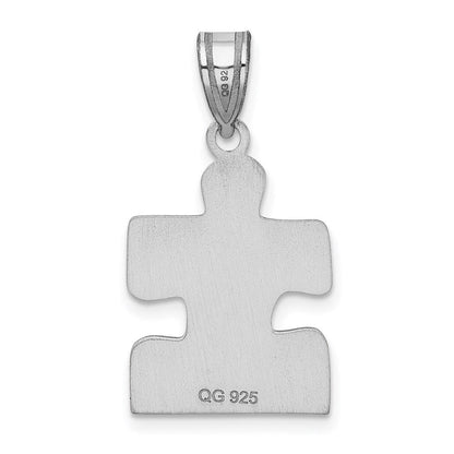 Sterlingsilber Rhodiniert Emailliert Autism Puzzle Stück Anhänger