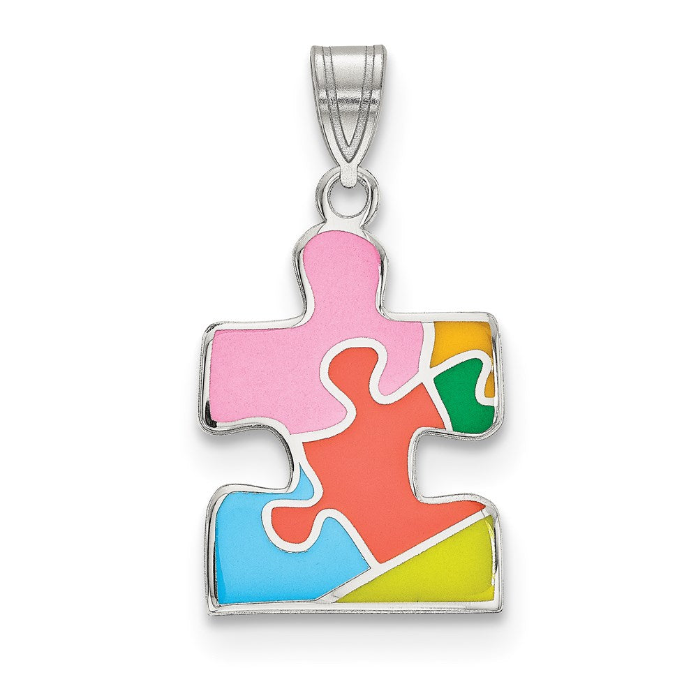 Sterlingsilber Rhodiniert Emailliert Autism Puzzle Stück Anhänger