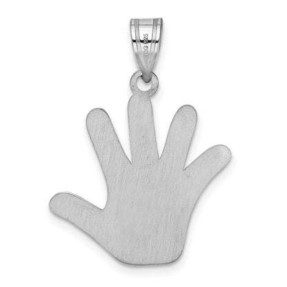 Sterlingsilber Rhod-plate Emaille Autism mit Herz Handprint Anhänger