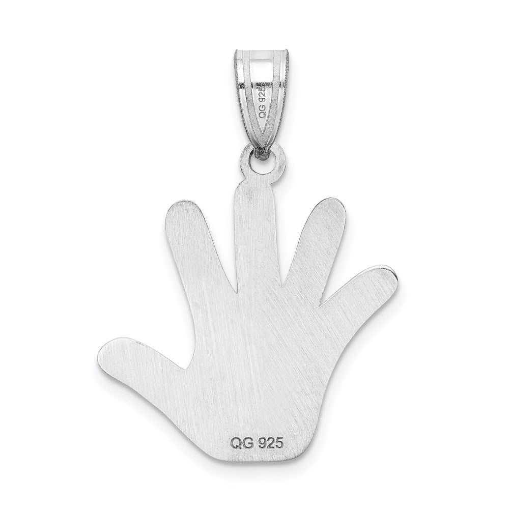 Sterlingsilber Rhod-plate Emaille Autism mit Puzzle Stück Handprint Anhänger