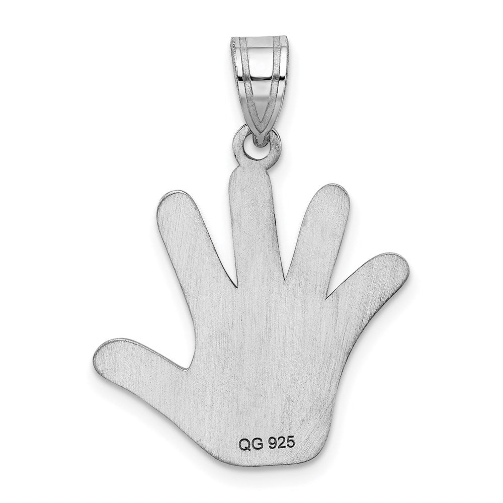 Sterlingsilber Rhod-plate Emaille Autism mit Smiley Face Handprint Anhänger