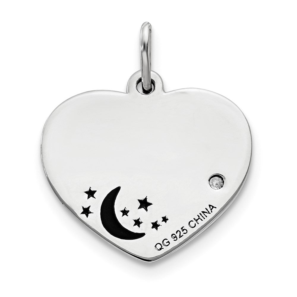Sterlingsilber Poliert/enamel Swarovski Zirconia To The Mond Anhänger