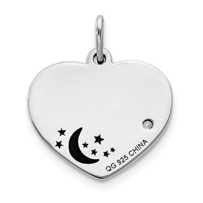 Sterlingsilber Poliert/enamel Swarovski Zirconia To The Mond Anhänger