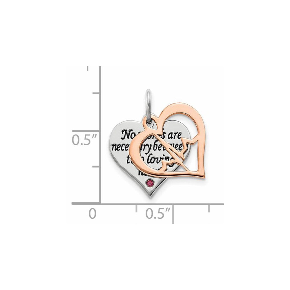 Sterlingsilber Roséfarben Swarovski Zirconia Doppelt Talking Herz Charm