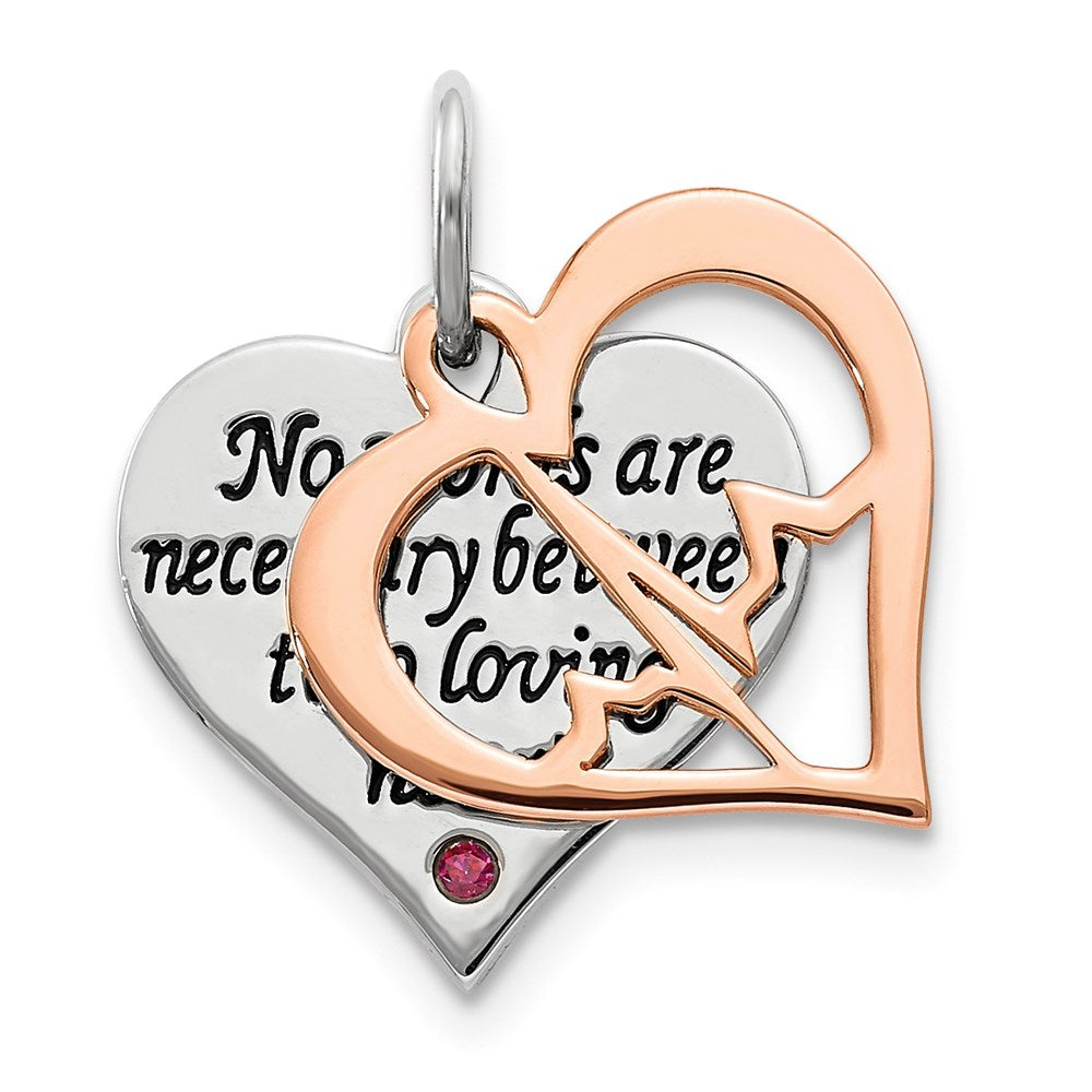 Sterlingsilber Roséfarben Swarovski Zirconia Doppelt Talking Herz Charm