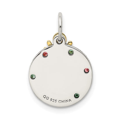 Sterlingsilber Goldfarben Emaille Zirkonia Weihnachten Anhänger