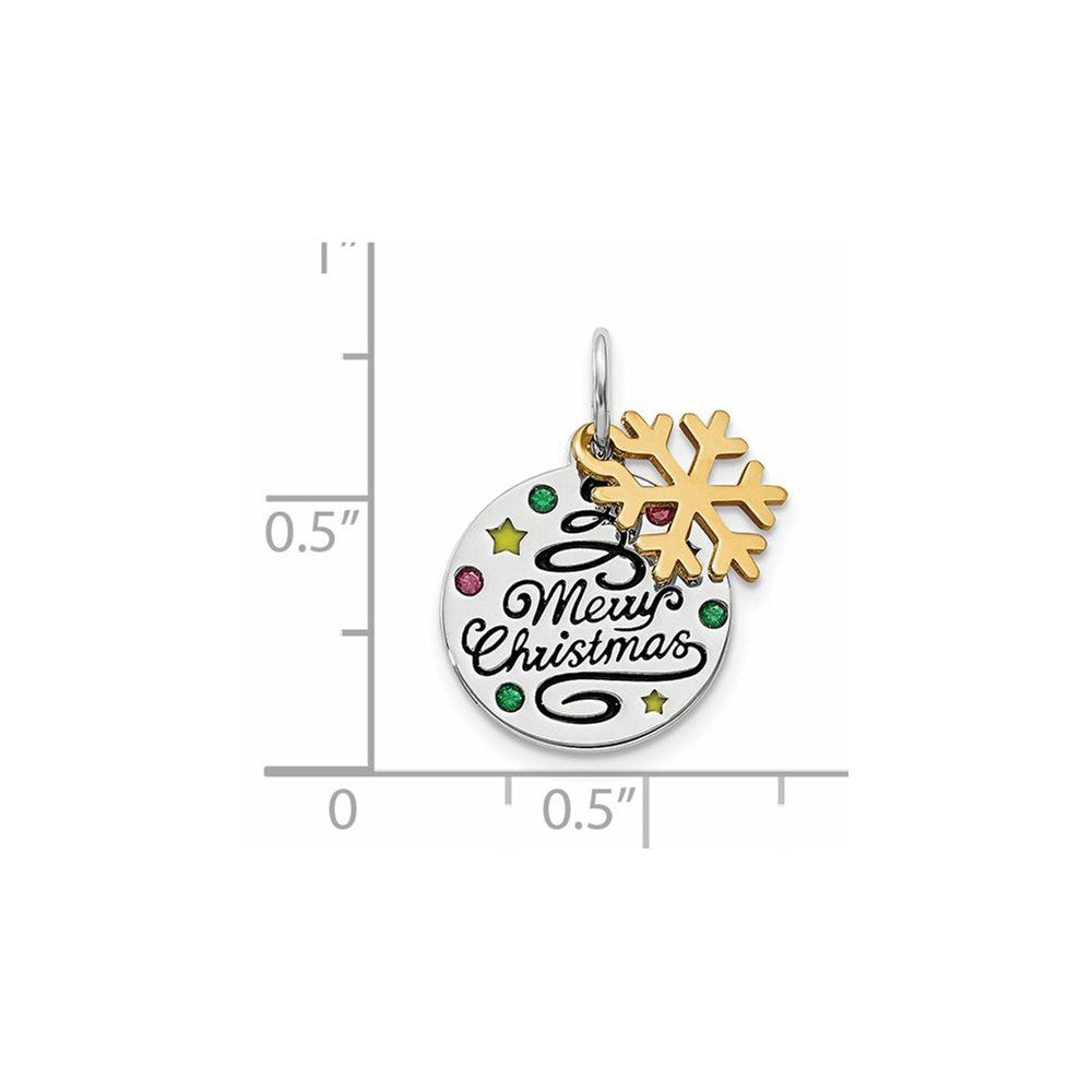 Sterlingsilber Goldfarben Emaille Zirkonia Weihnachten Anhänger