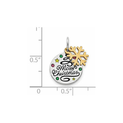 Sterlingsilber Goldfarben Emaille Zirkonia Weihnachten Anhänger