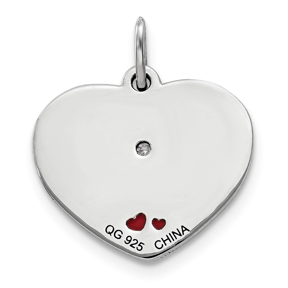 Sterlingsilber Poliert Emaille Swarovski Zirconia Kiss Couple Herz Charm