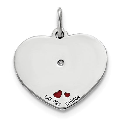 Sterlingsilber Poliert Emaille Swarovski Zirconia Kiss Couple Herz Charm
