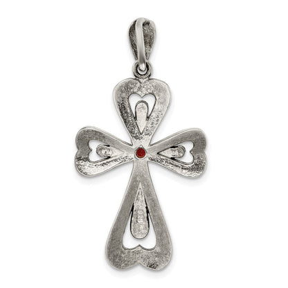 Sterlingsilber Antikisiert Markasit und Granat Kreuz Anhänger