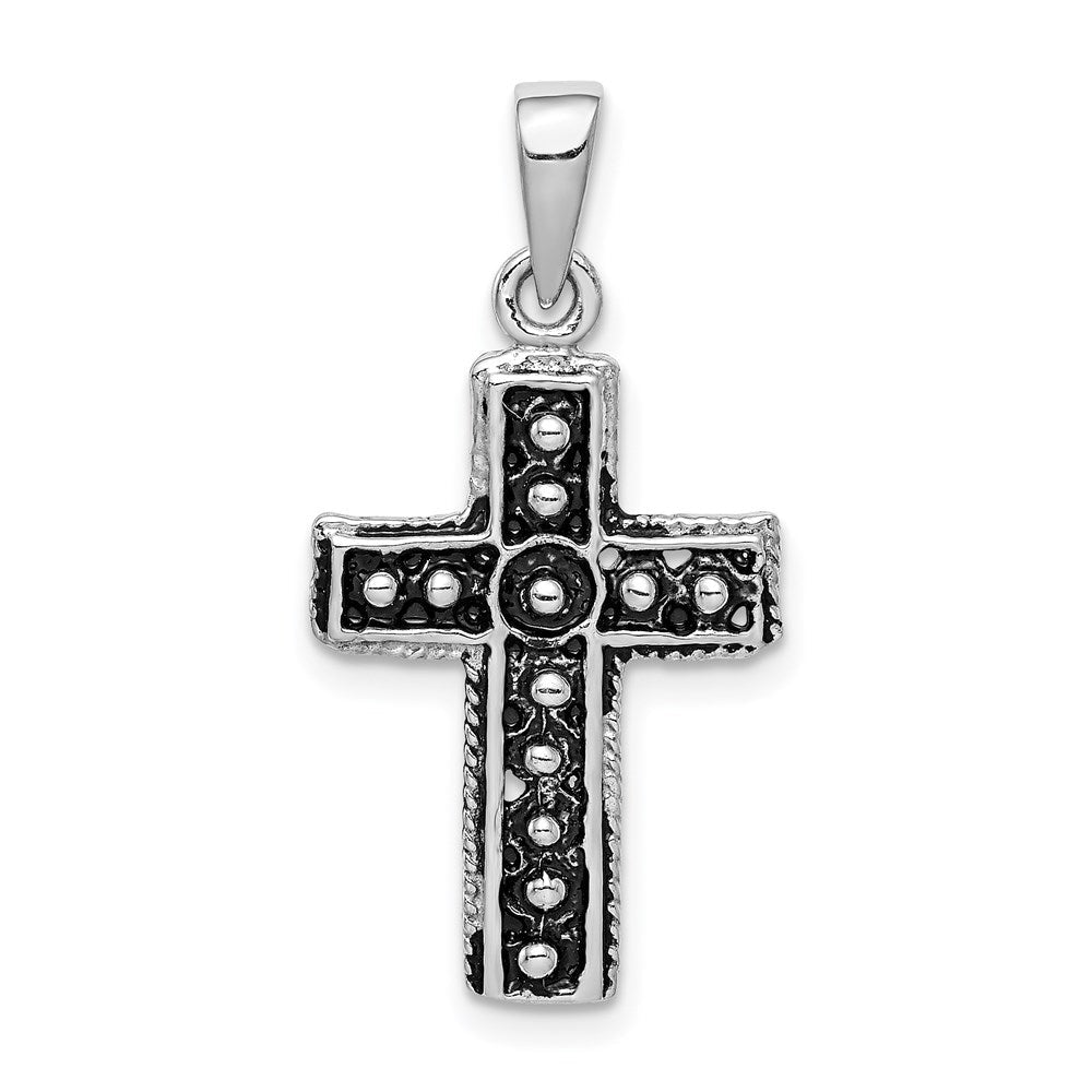 Sterlingsilber Rhodiniert & Antikisiert Kreuz Anhänger