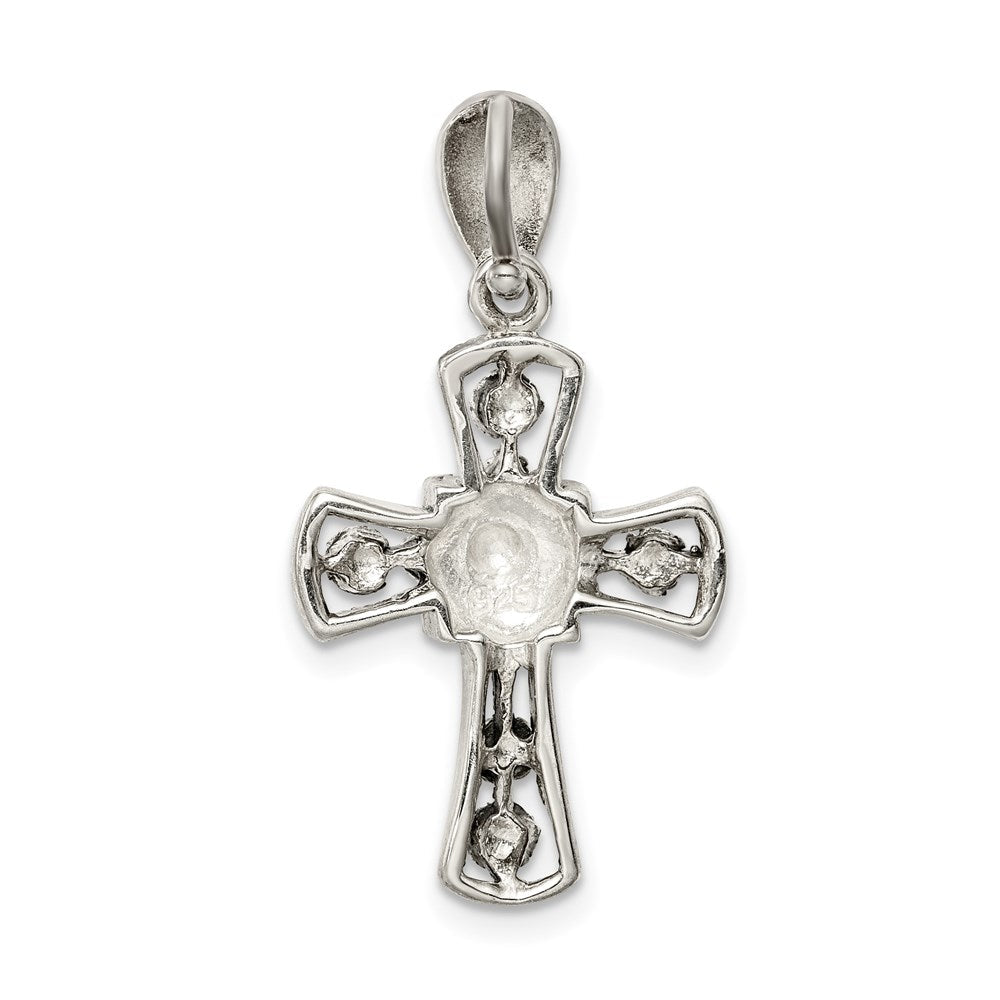 Sterlingsilber Antikisiert Markasit Blume Kreuz Anhänger