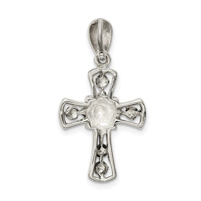 Sterlingsilber Antikisiert Markasit Blume Kreuz Anhänger