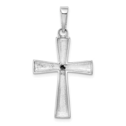 Sterlingsilber Rhodiniert Onyx Kreuz Anhänger