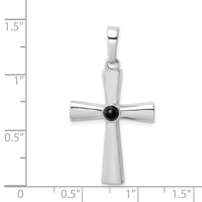Sterlingsilber Rhodiniert Onyx Kreuz Anhänger
