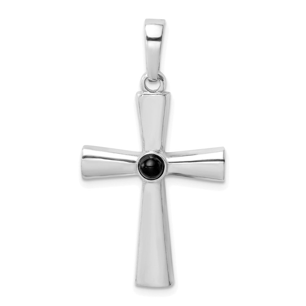Sterlingsilber Rhodiniert Onyx Kreuz Anhänger