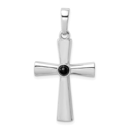 Sterlingsilber Rhodiniert Onyx Kreuz Anhänger