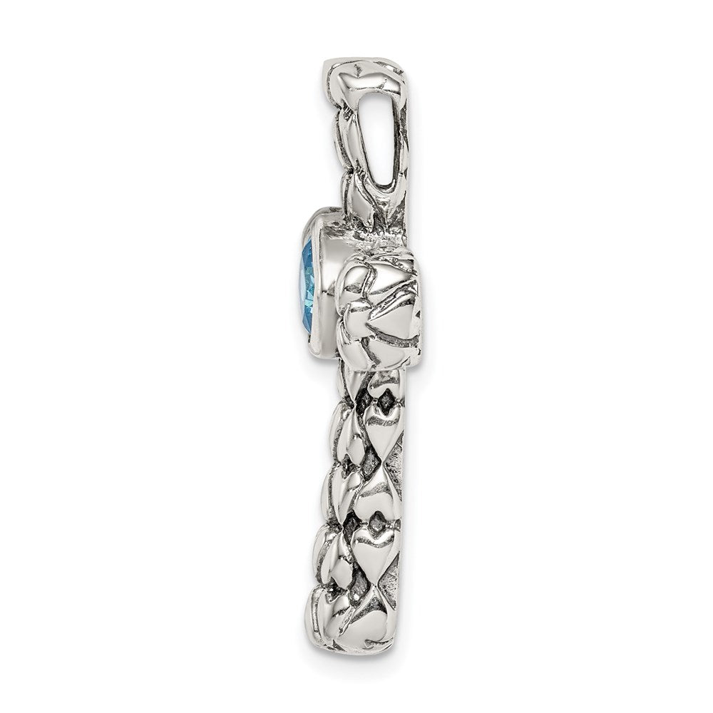 Sterlingsilber Blau Zirkonia Kreuz Kette Anhänger