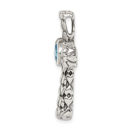 Sterlingsilber Blau Zirkonia Kreuz Kette Anhänger
