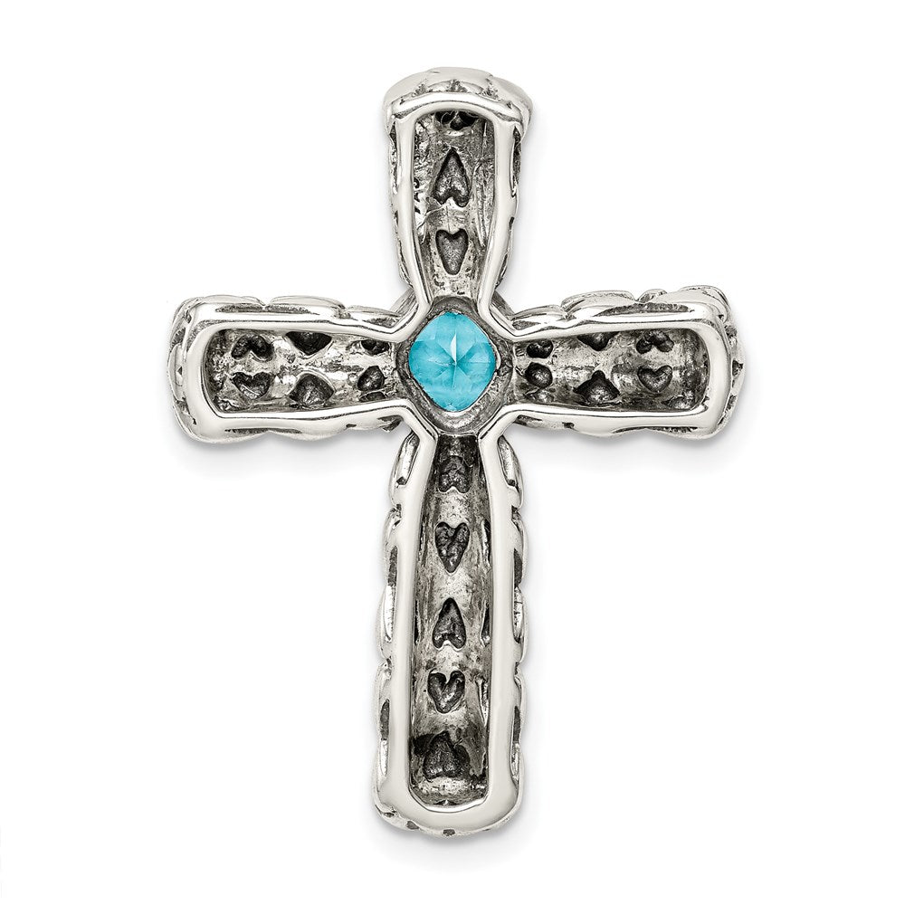 Sterlingsilber Blau Zirkonia Kreuz Kette Anhänger