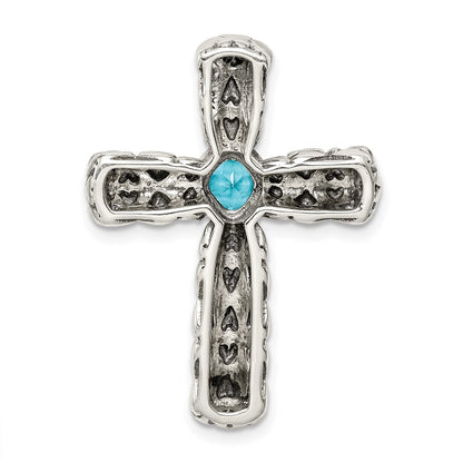 Sterlingsilber Blau Zirkonia Kreuz Kette Anhänger