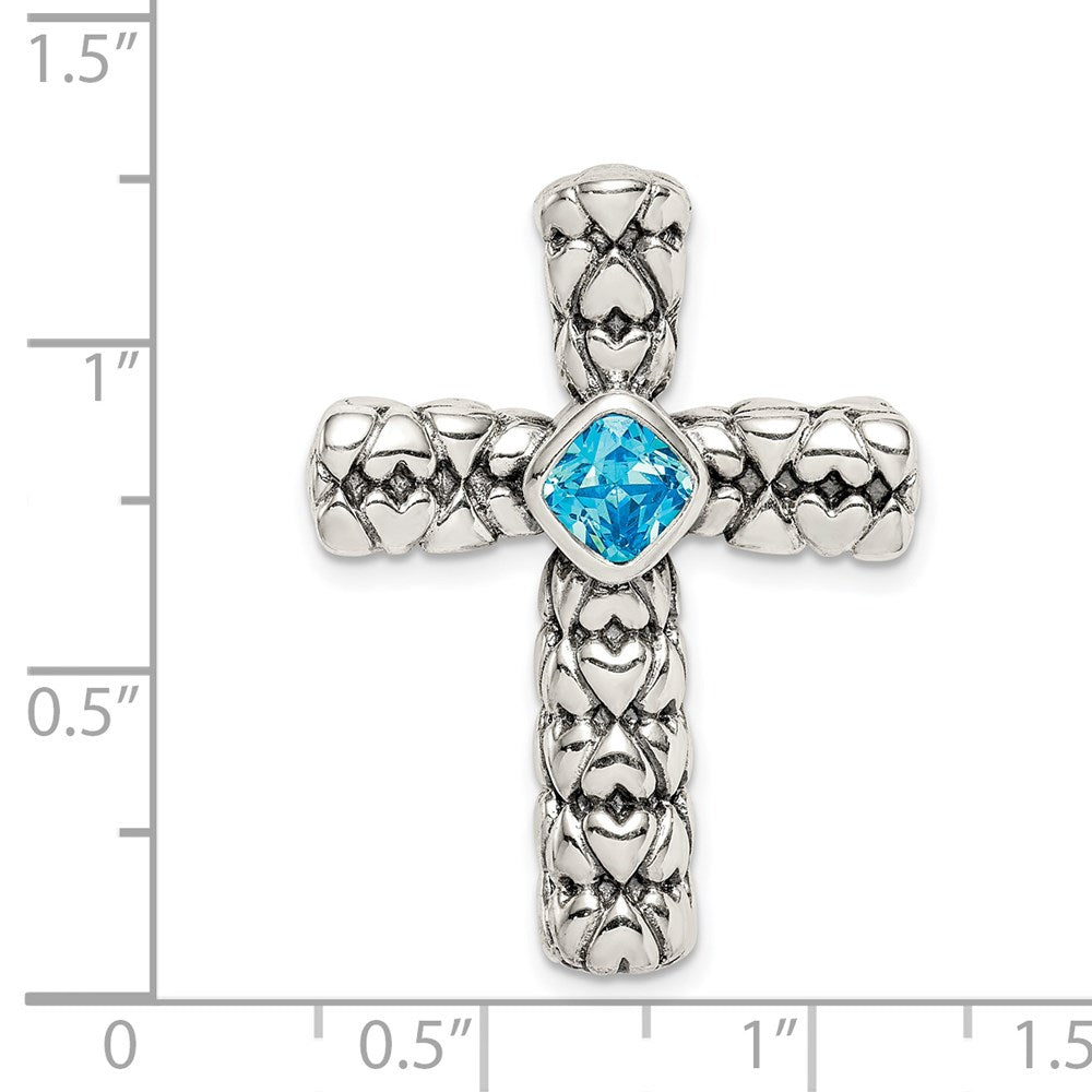 Sterlingsilber Blau Zirkonia Kreuz Kette Anhänger