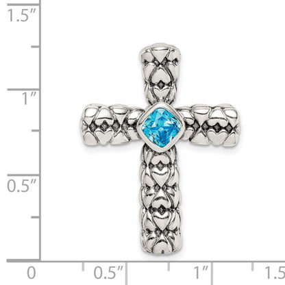 Sterlingsilber Blau Zirkonia Kreuz Kette Anhänger