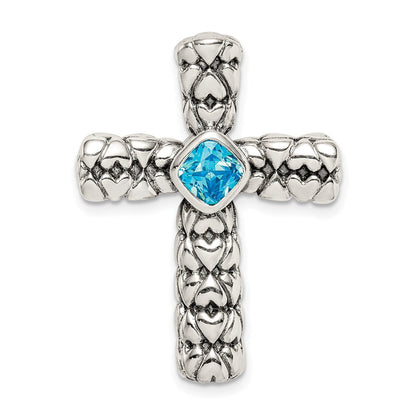 Sterlingsilber Blau Zirkonia Kreuz Kette Anhänger
