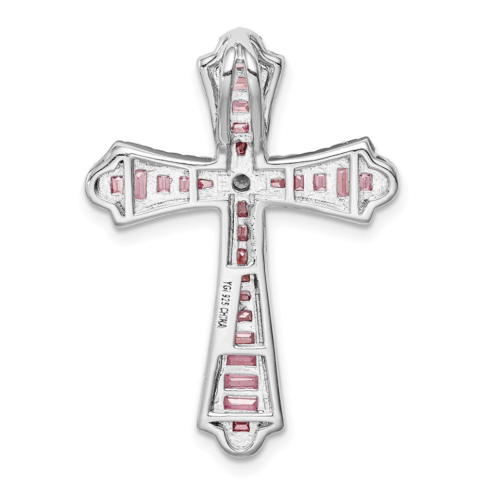 Sterlingsilber Rhodiniert Rosa und Weiß Zirkonia Kreuz Anhänger
