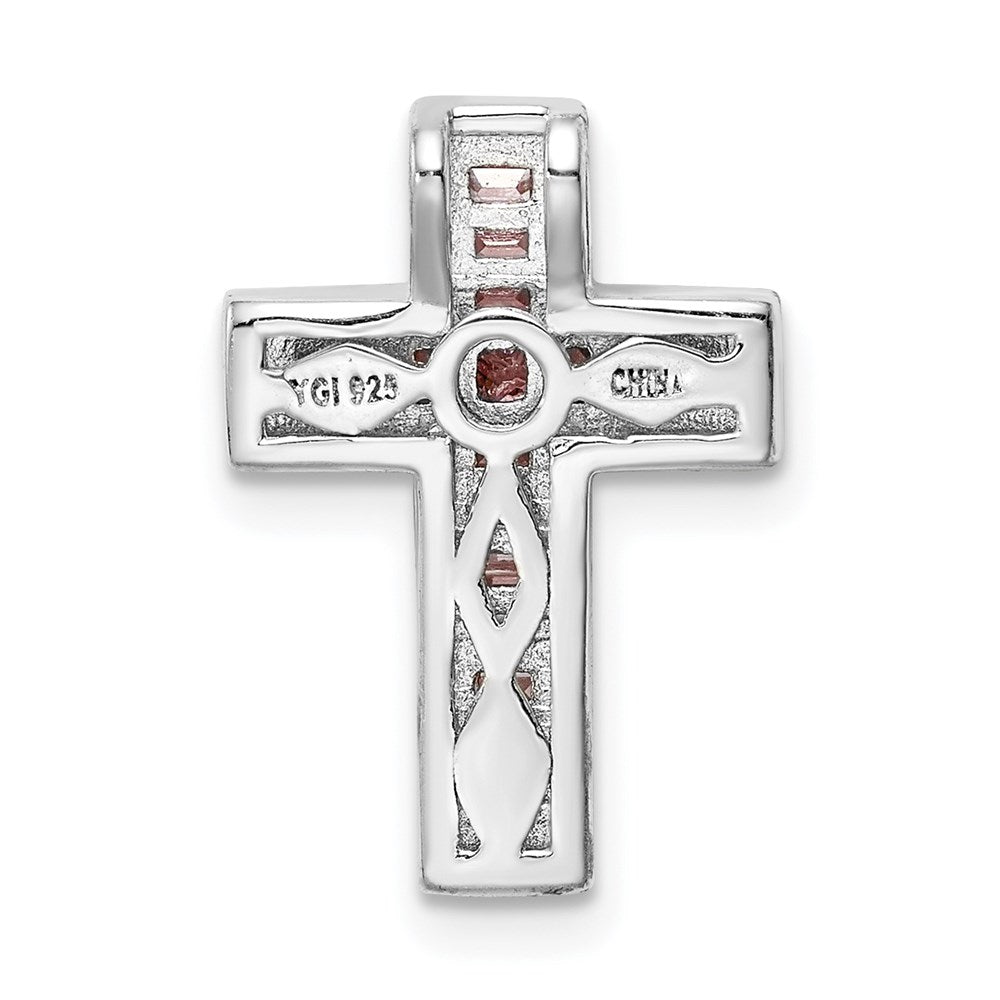 Sterlingsilber Rhodiniert Rosa & Weiß Zirkonia Kreuz Kette Anhänger