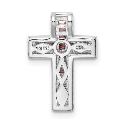 Sterlingsilber Rhodiniert Rosa & Weiß Zirkonia Kreuz Kette Anhänger