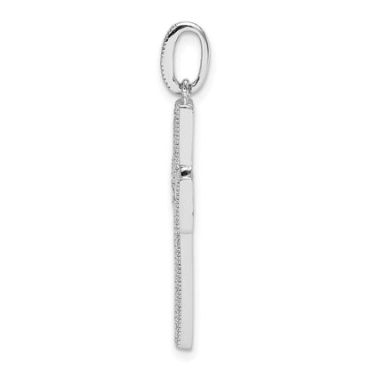 Sterlingsilber Rhodiniert Zirkonia & Lab Cr. Blau Spinell Kreuz Anhänger