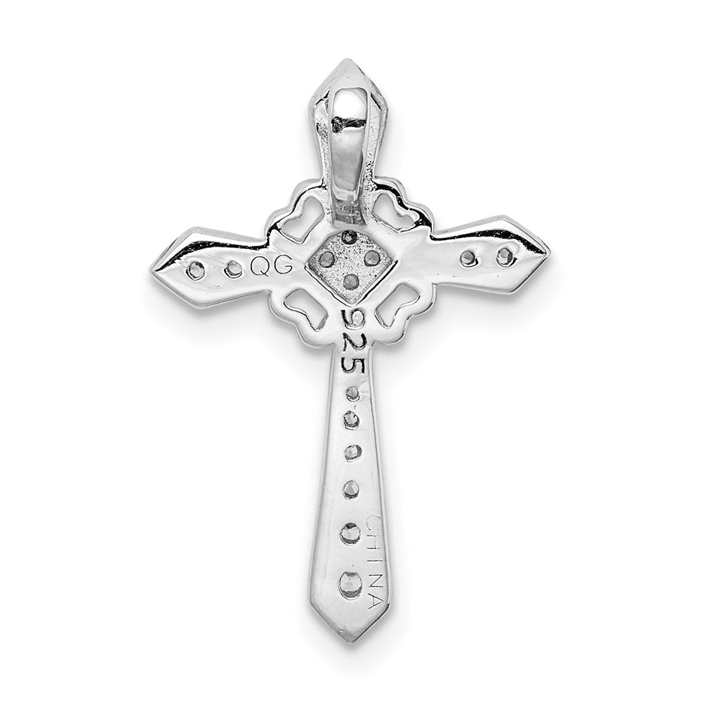 Sterlingsilber Rhodiniert Zirkonia Kreuz Kette Anhänger