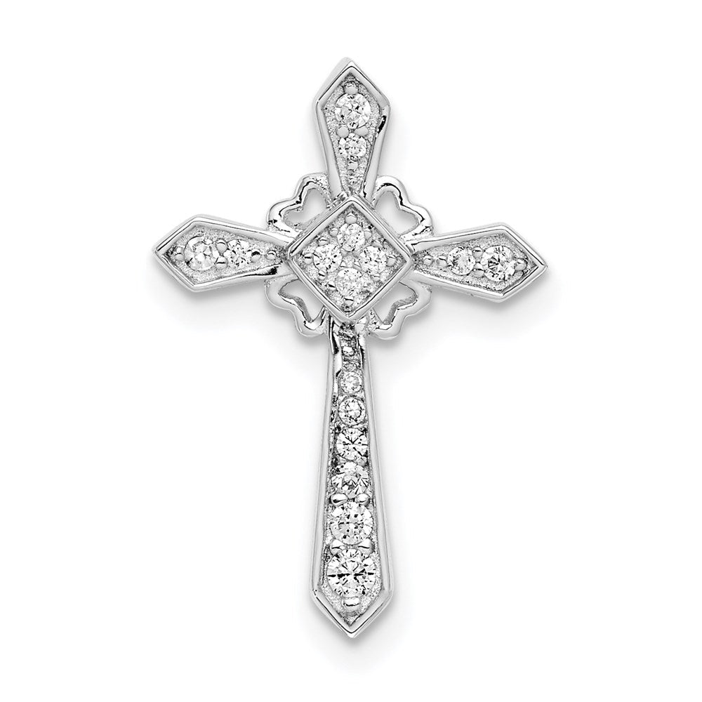 Sterlingsilber Rhodiniert Zirkonia Kreuz Kette Anhänger
