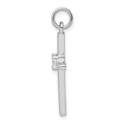 Sterlingsilber Rhodiniert Zirkonia Kreuz Anhänger