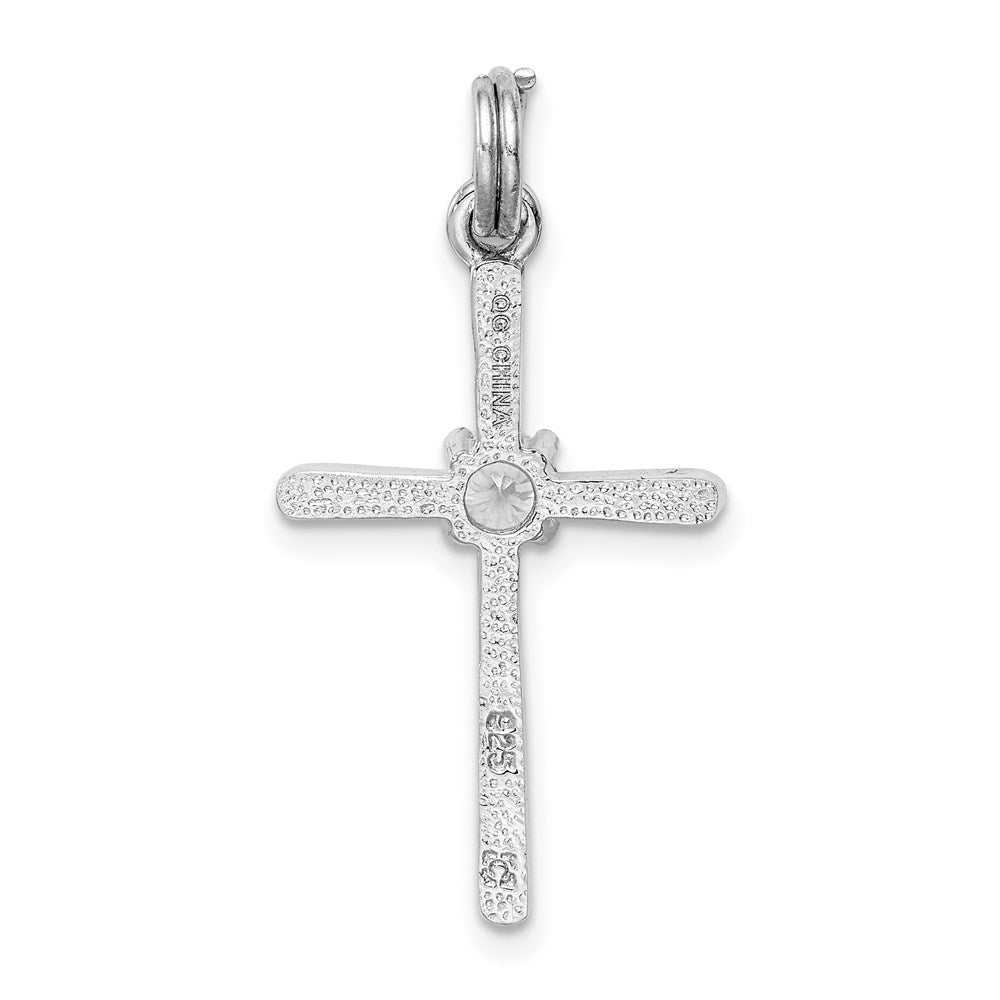Sterlingsilber Rhodiniert Zirkonia Kreuz Anhänger