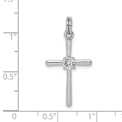 Sterlingsilber Rhodiniert Zirkonia Kreuz Anhänger