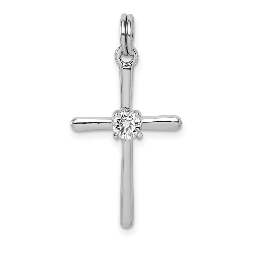Sterlingsilber Rhodiniert Zirkonia Kreuz Anhänger