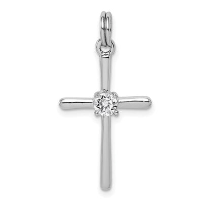 Sterlingsilber Rhodiniert Zirkonia Kreuz Anhänger