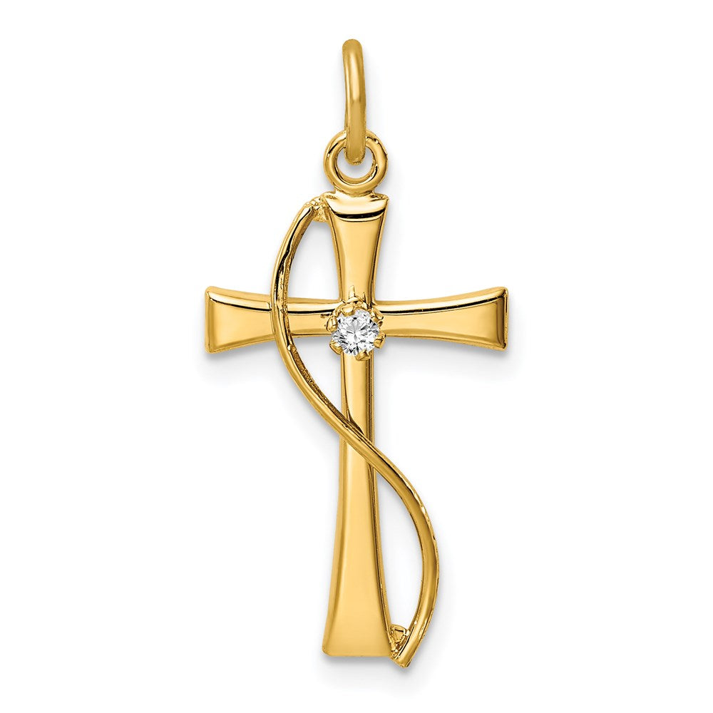 Sterlingsilber Goldfarben & Zirkonia Kreuz Anhänger